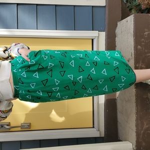Green Silk 60's Straight Midi Skirt women's size 0